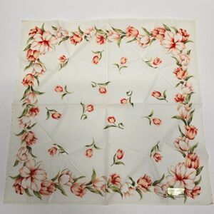 Arnaldo Bassini Vintage Cotton Floral Tulip Handkerchief Neckerchief Bandana NWT